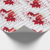 モダンクリスマスのキャンドルポインセティアスホリデー ラッピングペーパー (角)