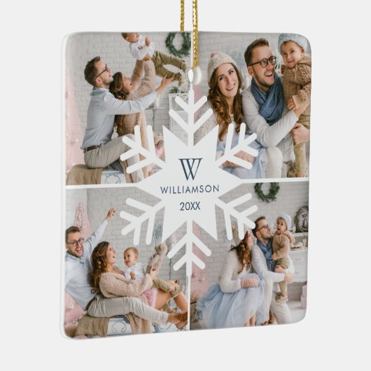 モダンクリスマスのスノーフレークモノグラム4枚の写真 セラミックオーナメント (右)