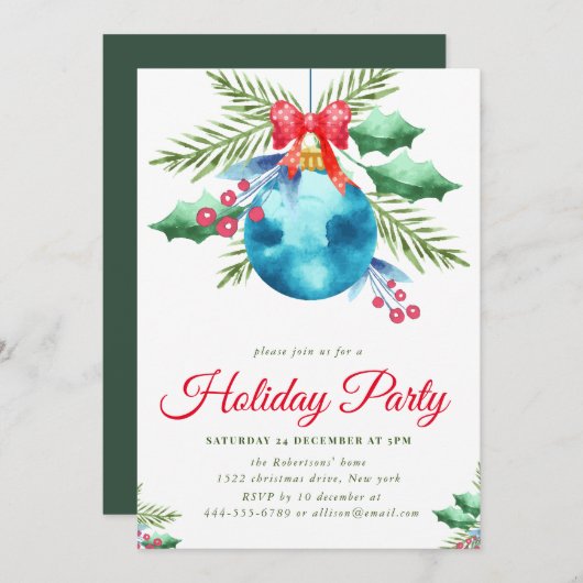 モダンクリスマスのパーティー 招待状 (正面/裏面)