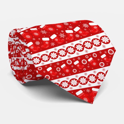 モダンクリスマスのミトンとストッキングパターン ネクタイ (ロール)