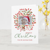 モダンクリスマスの写真と名前 カード (黄色い花)