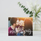 モダンクリスマスの台紙オーバーレイの写真カード ポストカード (スタンド正面)