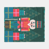 モダンクリスマスの幾何学的くるみ割り フリースブランケット (正面(横))