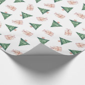 モダンクリスマスの木とプレゼント ラッピングペーパー (角)