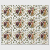 モダンクリスマスの木のパーソナライズされた家族の写真 ラッピングペーパー (フラット)