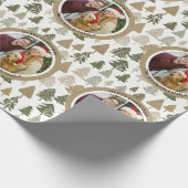 モダンクリスマスの木のパーソナライズされた家族の写真 ラッピングペーパー (角)