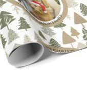 モダンクリスマスの木のパーソナライズされた家族の写真 ラッピングペーパー (ロールコーナー)