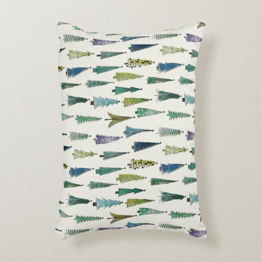 モダンクリスマスの木のパ図解入りの、写真付きのターン アクセントクッション (正面(垂直))