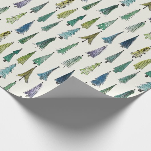 モダンクリスマスの木のパ図解入りの、写真付きのターン ラッピングペーパー (角)