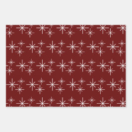 モダンクリスマスの木シンプル々雪の赤 ラッピングペーパーシート