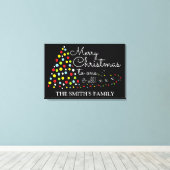 モダンクリスマスの木パーソナライズされた、姓Ca キャンバスプリント (インサイチュ (ウッドフロア))