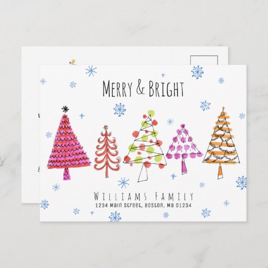 モダンクリスマスの木メリーが動く 案内ポストカード (正面/裏面)