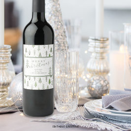 モダンクリスマスの木メリークリスマス ワインラベル