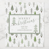 モダンクリスマスの木メリークリスマス ワインラベル (シングルラベル)