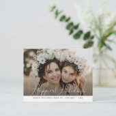 モダンクリスマスの楽しい休暇を書く ポストカード (スタンド正面)