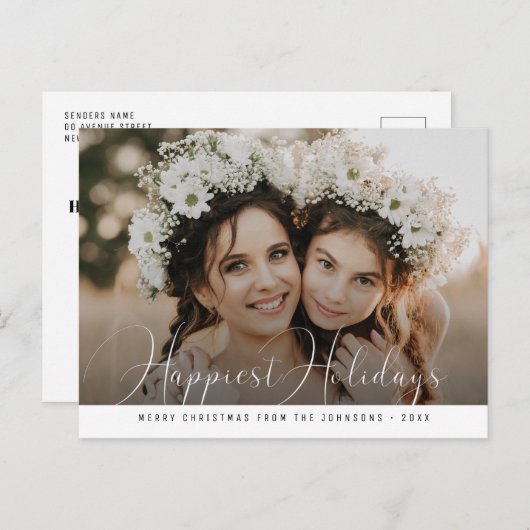 モダンクリスマスの楽しい休暇を書く ポストカード (正面/裏面)