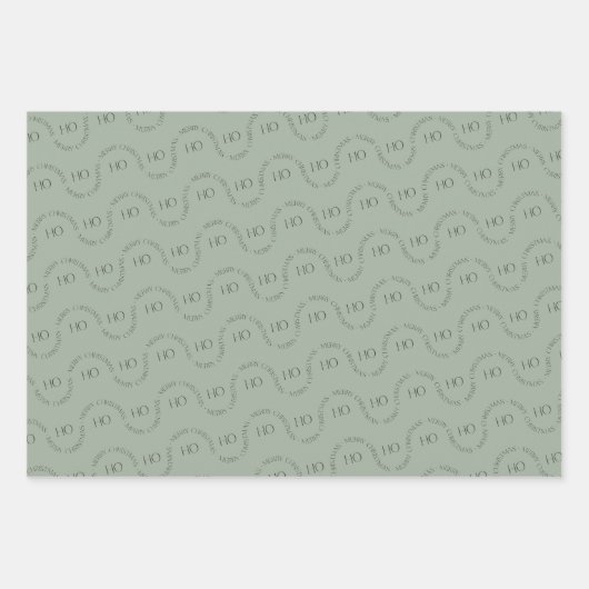 モダンクリスマスの楽しい緑のリース ラッピングペーパーシート (正面3)