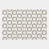 モダンクリスマスの楽しい緑のリース ラッピングペーパーシート (正面2)