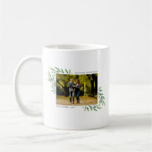 モダンクリスマスの水の色の緑色写真 コーヒーマグカップ (左)