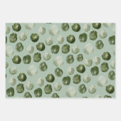 モダンクリスマスの水彩緑の点 ラッピングペーパーシート (正面2)