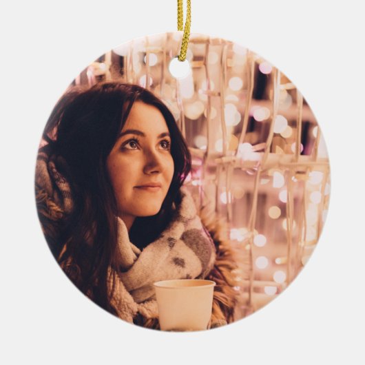 モダンクリスマスの祝日の完全写真 セラミックオーナメント (正面)