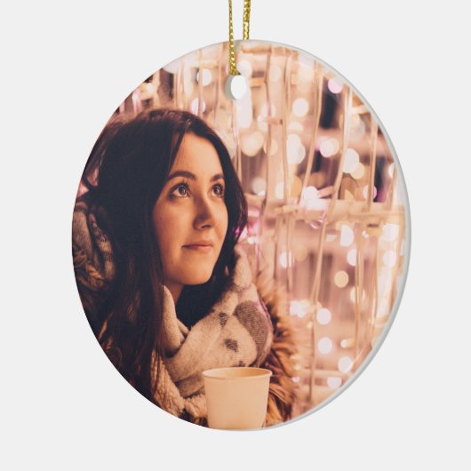 モダンクリスマスの祝日の完全写真 セラミックオーナメント (左)