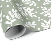 モダンクリスマスの紅葉ホリデーギフトセージグリーン ラッピングペーパー (ロールコーナー)