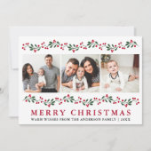 モダンクリスマスの緑の果実3写真 シーズンカード (正面)