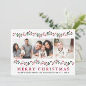 モダンクリスマスの緑の果実3写真 シーズンカード (スタンド正面)