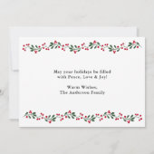 モダンクリスマスの緑の果実3写真 シーズンカード (裏面)