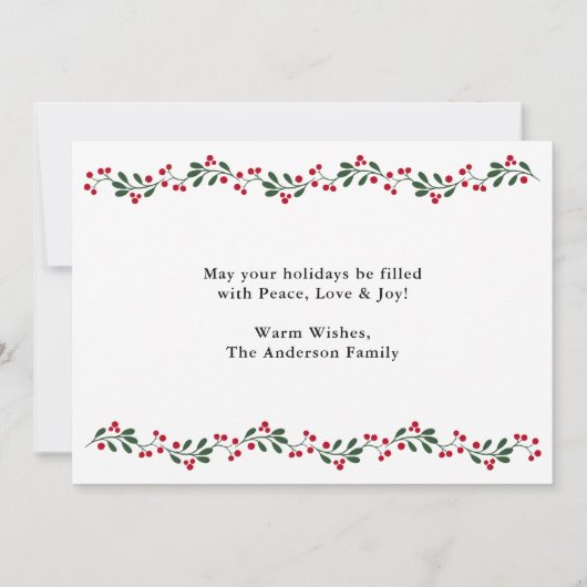 モダンクリスマスの緑の果実3写真 シーズンカード (裏面)