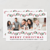 モダンクリスマスの緑の果実3写真 シーズンカード (正面/裏面)