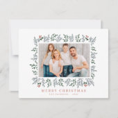 モダンクリスマスの葉と実の植物 シーズンカード (正面)
