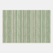 モダンクリスマスの葉樹林と素朴ストライプ ラッピングペーパーシート (正面3)