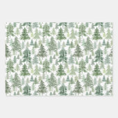 モダンクリスマスの葉樹林と素朴ストライプ ラッピングペーパーシート (正面2)