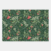 モダンクリスマスの葉樹林と素朴ストライプ ラッピングペーパーシート (正面)