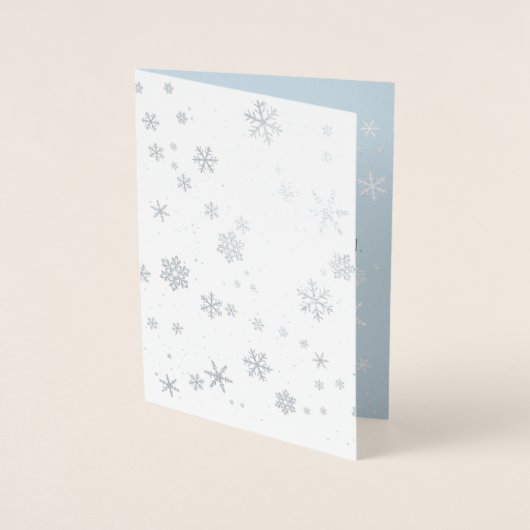 モダンクリスマスの雪のメッセージファミリー写真 箔カード (正面)