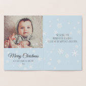 モダンクリスマスの雪のメッセージファミリー写真 箔カード (内部)