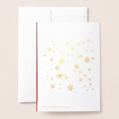 モダンクリスマスの雪のメッセージファミリー写真 箔カード (裏面封筒付き)