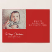 モダンクリスマスの雪のメッセージファミリー写真 箔カード (内部)