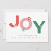 モダンクリスマスはっきりしたスクリプトJOY写真 シーズンカード (正面)