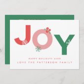 モダンクリスマスはっきりしたスクリプトJOY写真 シーズンカード (正面/裏面)