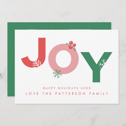 モダンクリスマスはっきりしたスクリプトJOY写真 シーズンカード (正面/裏面)