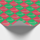 モダンクリスマスは赤い緑のキャンディーケーンをチェック ラッピングペーパー (角)
