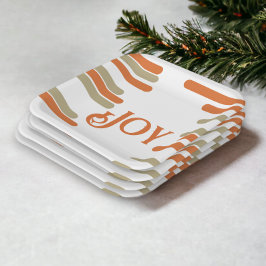 モダンクリスマスをブロック ペーパープレート