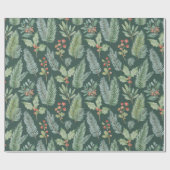 モダンクリスマスウィンターホリデーフローラルパターン ラッピングペーパー (フラット)