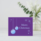 モダンクリスマスオーナメントと雪 ポストカード (スタンド正面)