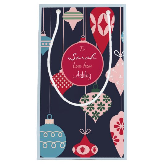 モダンクリスマスオーナメントデザインパーソナライズされた スモールペーパーバッグ (正面)