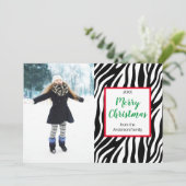 モダンクリスマスカスタムゼブラストライプ写真 シーズンカード (スタンド正面)