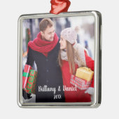 モダンクリスマスカップル写真オーナメントS メタルオーナメント (左)